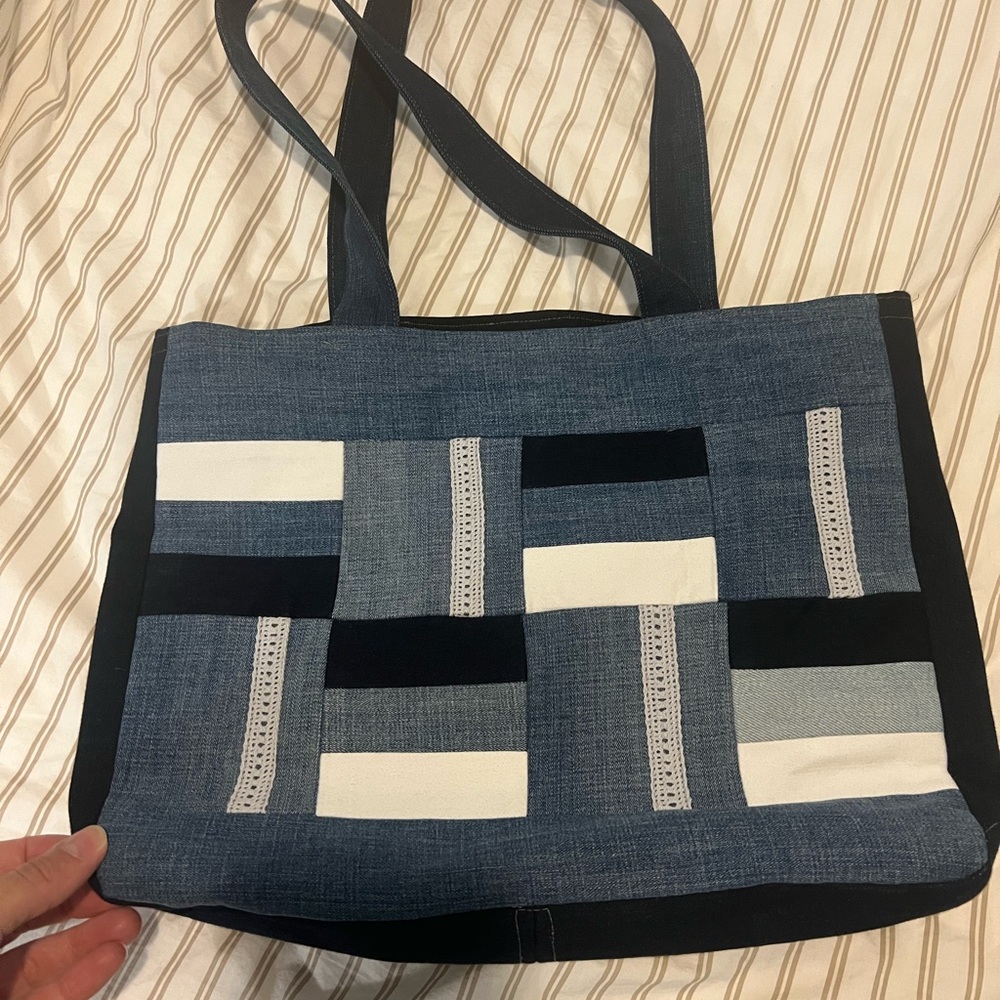 Handmade Denim Patchwork Tote Bag